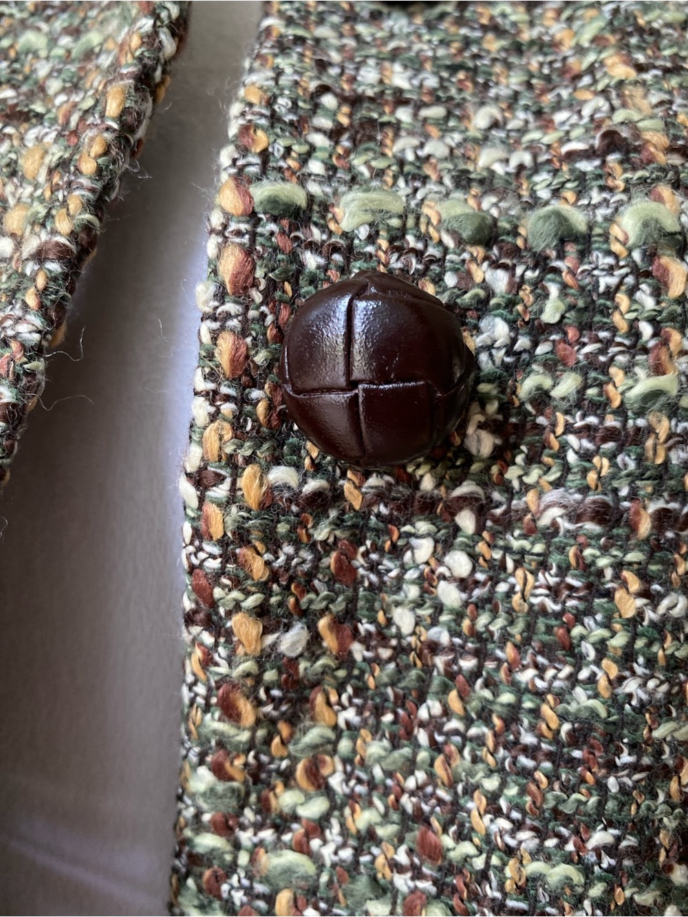 Talbots Tweed Boucle Jacket Brown Green Button Front 12P - Picture 7 of 16